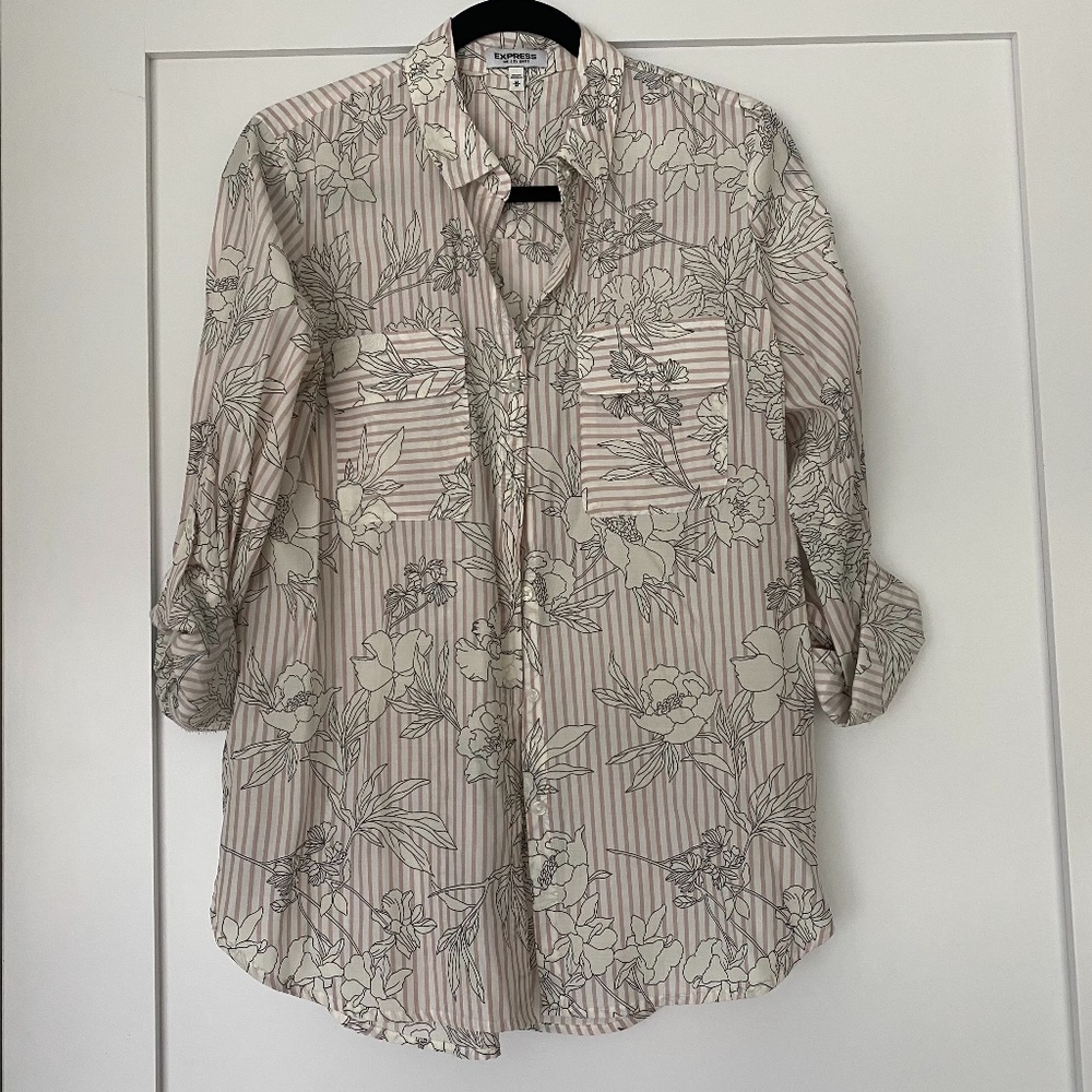 Floral/Stripe Button Up Shirt